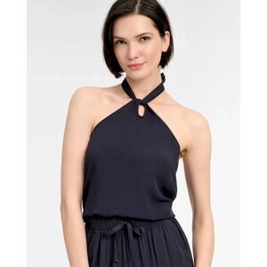 Splendid Top XS Blue Thira Halter Keyhole Front